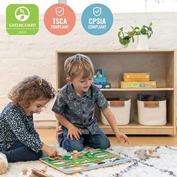 ECR4Kids 2-Shelf Mobile Storage Cabinet, Classroom Furniture, Natural