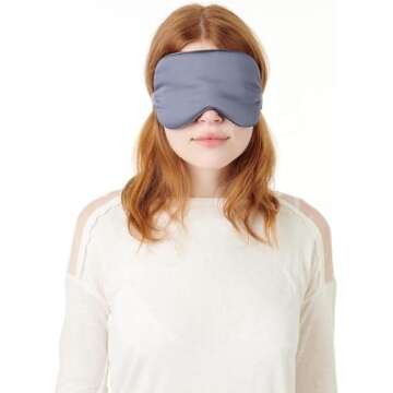 Vegan Silk - 100% Bamboo Viscose Sleep Eye Mask - Navy Gray, 1 Pk - Light Blocking Travel Blindfold for Men & Women - Ultra-Soft & Comfortable w/Adjustable Strap for Restful Sleep