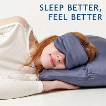 Vegan Silk - 100% Bamboo Viscose Sleep Eye Mask - Navy Gray, 1 Pk - Light Blocking Travel Blindfold for Men & Women - Ultra-Soft & Comfortable w/Adjustable Strap for Restful Sleep