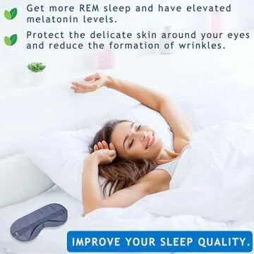 Vegan Silk - 100% Bamboo Viscose Sleep Eye Mask - Navy Gray, 1 Pk - Light Blocking Travel Blindfold for Men & Women - Ultra-Soft & Comfortable w/Adjustable Strap for Restful Sleep