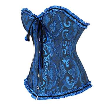 Plus Size Women Corset Top Lace up Vintage Royal Corset Bustier Burlesque Costume XX-Large Black Blu...