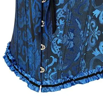 Plus Size Women Corset Top Lace up Vintage Royal Corset Bustier Burlesque Costume XX-Large Black Blue