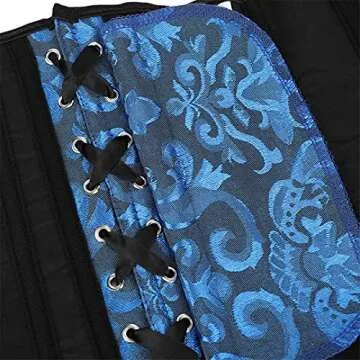 Plus Size Women Corset Top Lace up Vintage Royal Corset Bustier Burlesque Costume XX-Large Black Blue