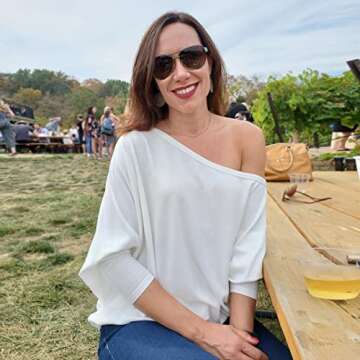 VOIANLIMO Women's Off Shoulder Knit Jumper Long Sleeve Pullover Baggy Solid Sweater