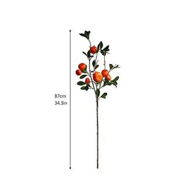 Firlar 4Pcs Artificial Orange Branch,34.3in Fake Flowers Imitation Orange Fruit Branch with Green Leaves Decorative,Lifelike Fake Fruit Props for Decorative Fruit Flower Arrangement Photography Props