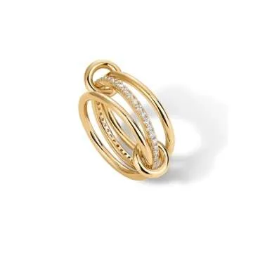 PAVOI 14K Gold Plated Chunky Stackable Statement Ring for Women | Cubic Zirconia Interlocking Band | Size 5