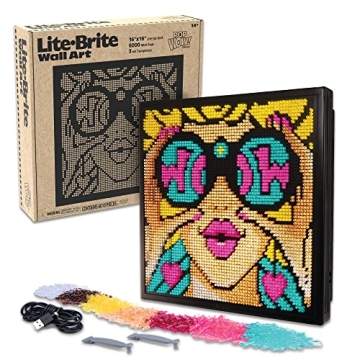 Lite Brite Wall Art POP Wow - 16" x 16" Screen, 6,000 Mini Pegs, 3 HD Designs, Great Gift for Ages 1...
