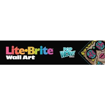 Lite Brite Wall Art POP Wow - 16" x 16" Screen, 6,000 Mini Pegs, 3 HD Designs, Great Gift for Ages 14+, DIY Activity Set for Teens and Adults, Dorm Room Wall Décor, Includes 1 Tablet