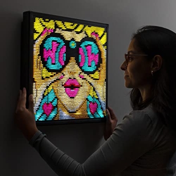 Lite Brite Wall Art POP Wow - 16" x 16" Screen, 6,000 Mini Pegs, 3 HD Designs, Great Gift for Ages 14+, DIY Activity Set for Teens and Adults, Dorm Room Wall Décor, Includes 1 Tablet