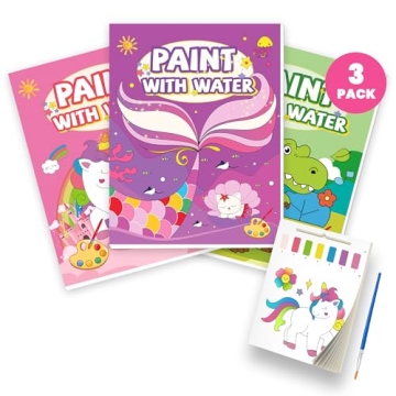 3PCS Paint With Water Books for Kids - Unicorns, Mermaids & Dinosaurs
