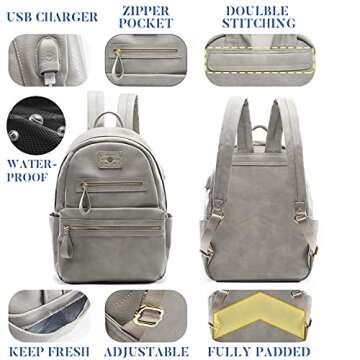 Leather Diaper Bag by miss fong, Diaper Bag Backpack with USB Charger and Insulated Pockets