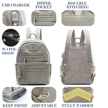 Leather Diaper Bag by miss fong, Diaper Bag Backpack with USB Charger and Insulated Pockets