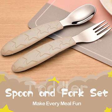 Toddler Fork and Spoon Set Baby Silverware 18/10 Stainless Steel Kid Utensils Child Flatware for Sel...