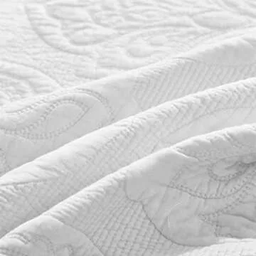 Brandream White Quilt Set Queen Size Cotton Elegant Paisley Matelasse Coverlet Set Farmhouse Quilt Bedding Set 3-Piece