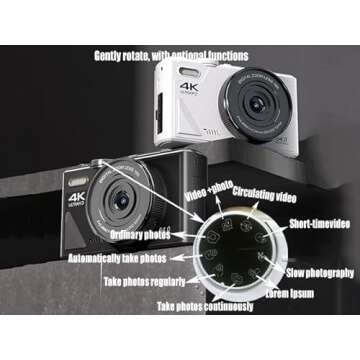 KVNTOOLS 4K Digital Camera with Flip Screen,Vlogging Camera,Cameras for Photography,48MP Auto-Focus Vlogging Camera for YouTube, 18X Digital Zoom/ 3" 180° Flip Screen/Anti Shake/Flash with 64G SD Card