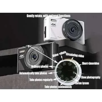 KVNTOOLS 4K Digital Camera with Flip Screen,Vlogging Camera,Cameras for Photography,48MP Auto-Focus Vlogging Camera for YouTube, 18X Digital Zoom/ 3" 180° Flip Screen/Anti Shake/Flash with 64G SD Card