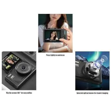 KVNTOOLS 4K Digital Camera with Flip Screen,Vlogging Camera,Cameras for Photography,48MP Auto-Focus Vlogging Camera for YouTube, 18X Digital Zoom/ 3" 180° Flip Screen/Anti Shake/Flash with 64G SD Card