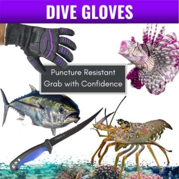 Aquatic Hunt - Premium Protection Pair of Dive Gloves for Hunting Lionfish, Lobster, Crab, Spearfishing, Working Underwater (Medium)