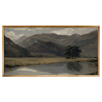 Unframed Vintage Farmhouse French Country Bedroom Decor - 10x20" Summer Lake Panoramic Canvas Print