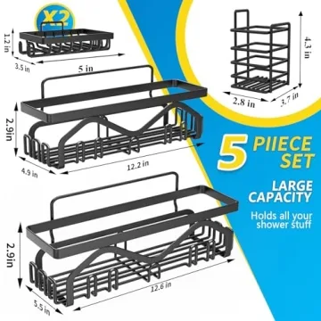 Coraje 5-Pack Adhesive Shower Caddy Rustproof No Drilling