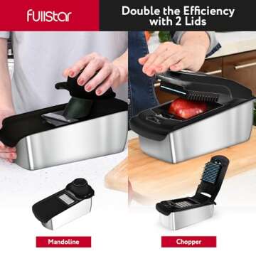 Fullstar Vegetable Chopper and Spiralizer - Food Chopper with Container, Fruit Slicer, Kitchen Gadge...
