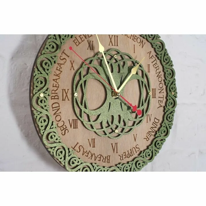 Celtic Wooden Wall Clock - Unique Handcrafted Decor