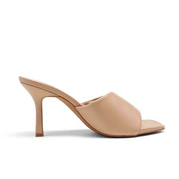 DREAM PAIRS Women’s High Stilettos Heels Mules Open Square Toe Slip On Comfort Sexy Dress Pumps Sandals Evening Party Prom Dance Shoes Nude Size 7 SDHS2211W