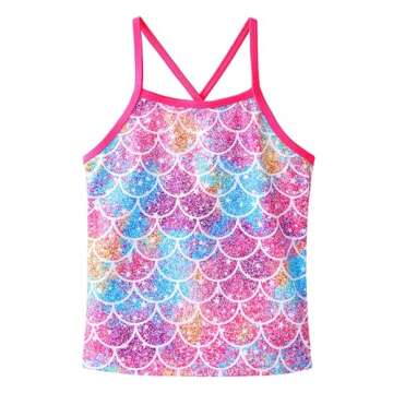 TFJH E 2PCS Girls Bathing Suits UPF 50+ Rashguard Swimsuits Bikini Swimwear 5t 6t HotPink Scale 6A