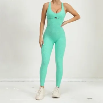 Qszmjo Yoga Jumpsuit for Women - Backless Catsuit Style