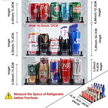 BingoHive Drink Dispenser for Refrigerator, Self-Pushing Soda Can Organizer for Fridge, 5 Rows has been Assembled, Automatic Can Dispenser with Spring Loaded for Refrigerator Holds 25 cans, Black