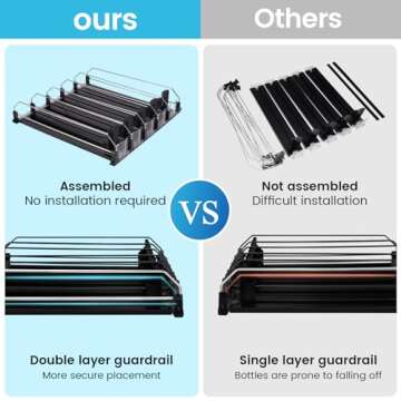 BingoHive Drink Dispenser for Refrigerator, Self-Pushing Soda Can Organizer for Fridge, 5 Rows has been Assembled, Automatic Can Dispenser with Spring Loaded for Refrigerator Holds 25 cans, Black