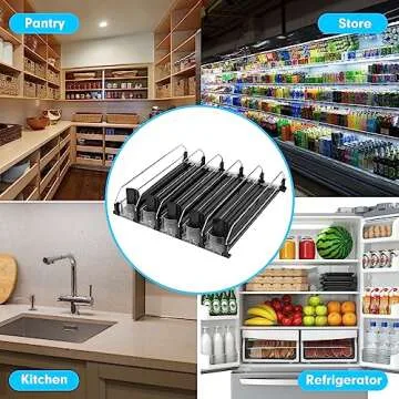 BingoHive Drink Dispenser for Refrigerator, Self-Pushing Soda Can Organizer for Fridge, 5 Rows has been Assembled, Automatic Can Dispenser with Spring Loaded for Refrigerator Holds 25 cans, Black