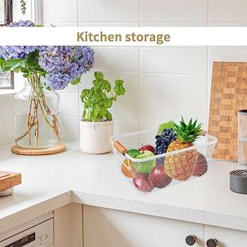 2Pack Metal Mesh Steel Baskets for Kitchen Organization