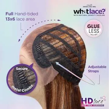 Sensationnel What lace 13x6 Wigs - latisha lacefrontal hand tied glueless synthetic with natural density preplucked hairline (Off Black 1B)