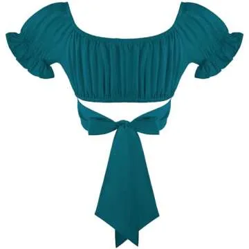 Stylish COOUFE Women's Crop Top with Ruffles & Tie Back