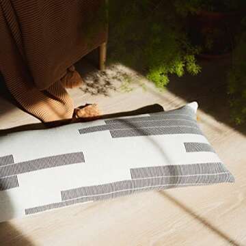Lumi Living Geometric Lumbar Pillow Cover in Black & Cream
