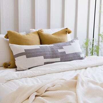 Lumi Living Geometric Lumbar Pillow Cover in Black & Cream