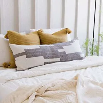 Lumi Living Geometric Lumbar Pillow Cover in Black & Cream