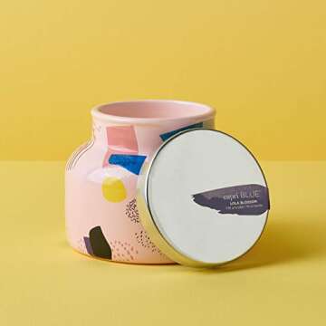 Capri Blue Scented Candle with Gallery Glass Candle Holder - Cotton Wick - Luxury Aromatherapy Candle - 19 Oz - Lola Blossom