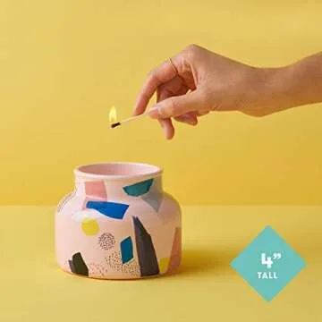 Capri Blue Scented Candle with Gallery Glass Candle Holder - Cotton Wick - Luxury Aromatherapy Candle - 19 Oz - Lola Blossom