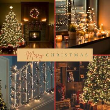 OZS Connectable Warm White String Lights Outdoor Indoor, 2Pack 164ft 400 LED Christmas Tree Lights, ...