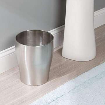 mDesign Steel 1.67 Gallon Trash Can Small Round Wastebasket Metal Garbage Container Recycle Bin for ...