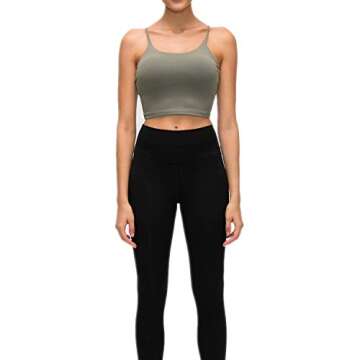 Lemedy Women Padded Sports Bra Fitness Workout Running Shirts Yoga Tank Top (L, Olive Green)