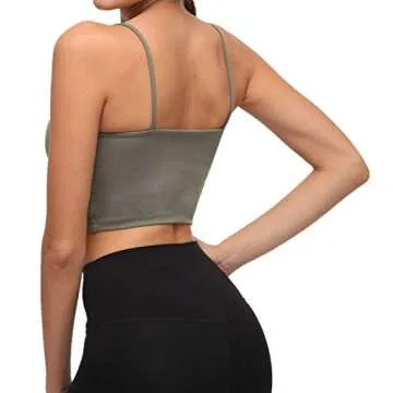 Lemedy Women Padded Sports Bra Fitness Workout Running Shirts Yoga Tank Top (L, Olive Green)