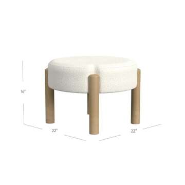 HomePop Luna Modern Round Ottoman Home Décor|Ottoman for Living Room & Bedroom - Cream Boucle