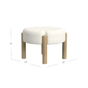 HomePop Luna Modern Round Ottoman Home Décor|Ottoman for Living Room & Bedroom - Cream Boucle