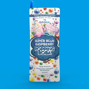 BOBAVIDA Blue Raspberry Popping Boba with Straws - 10 Pack