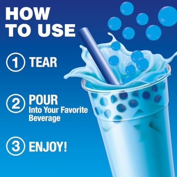 BOBAVIDA Blue Raspberry Popping Boba with Straws - 10 Pack