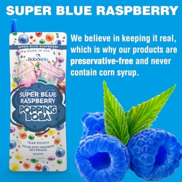 BOBAVIDA Blue Raspberry Popping Boba with Straws - 10 Pack