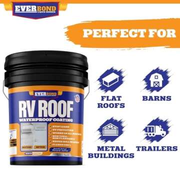 RV Roof Coating - Liquid Rubber RV Roof Sealant for Camper Roofs, Trailers, Motorhomes, and Metal Buildings - Roof Cooling White 4.75 Gallon